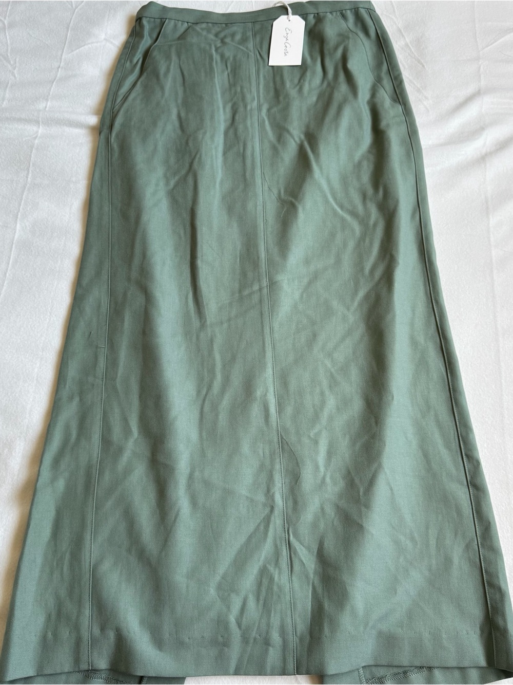 New Enza Costa Easy Twill Midi Skirt Sage